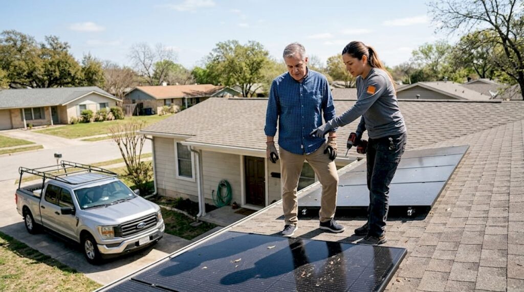 Homeowner discusses solar panel installation