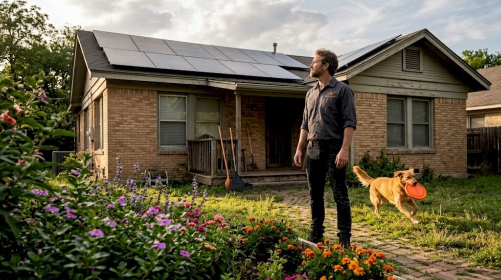 Texas homeowner observes rooftop solar panels