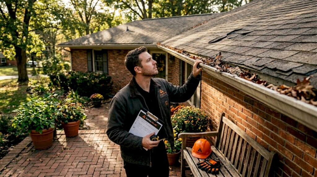 Homeowner evaluating roof for solar installation