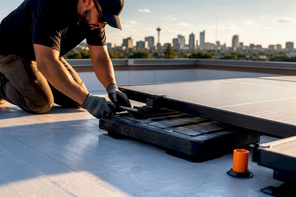 Flat roof solar mounting detail