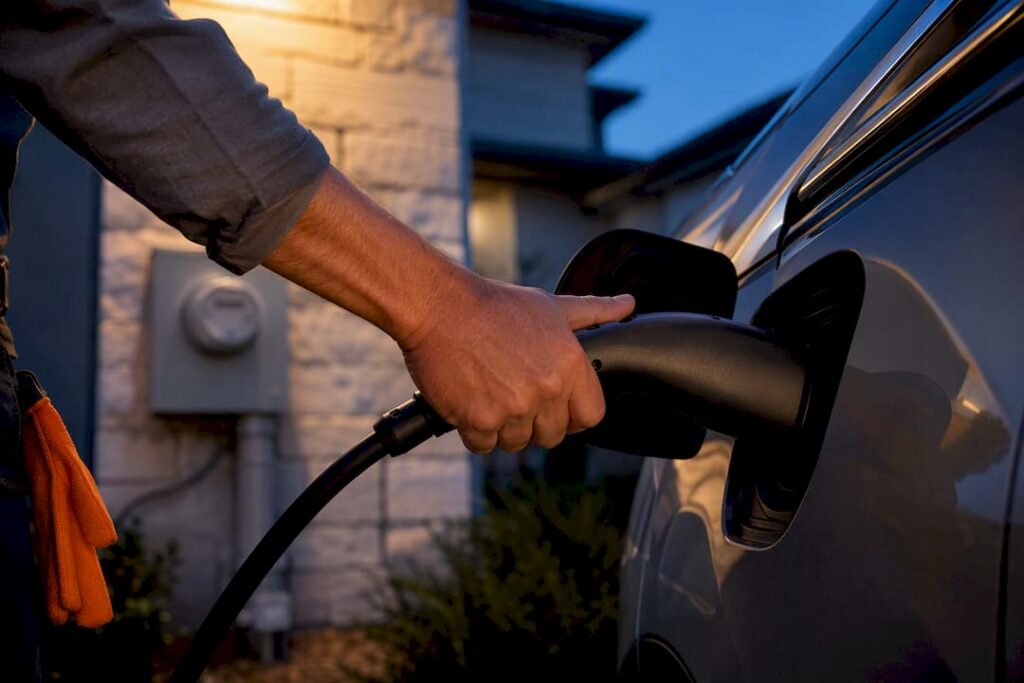 EV charging beside a San Antonio home
