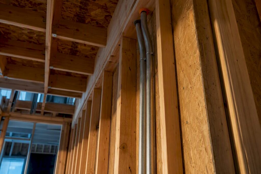 Open wall with conduits for future battery