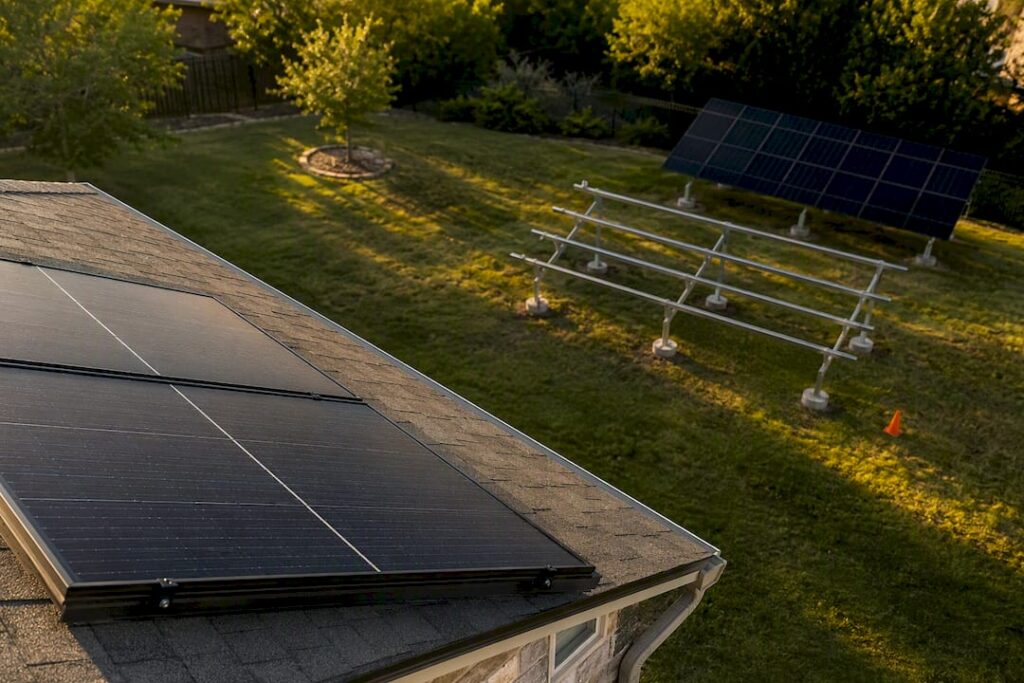 Roof and ground solar locations on one property