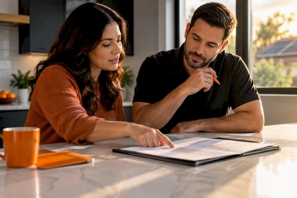 Homeowner reviewing solar insurance coverage options