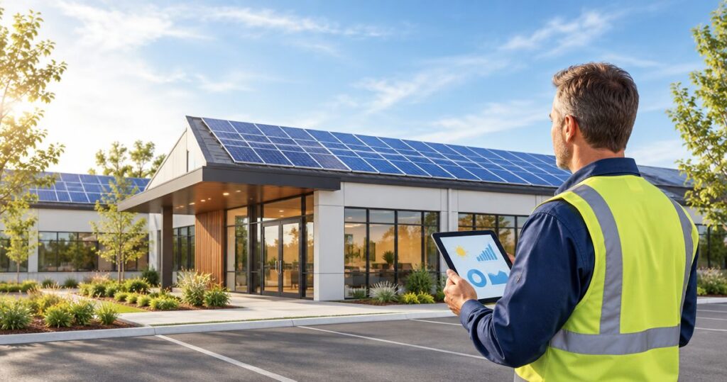 Commercial solar installation for leased business premises